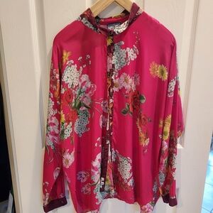 Johnny Was Fuchsia Floral Top